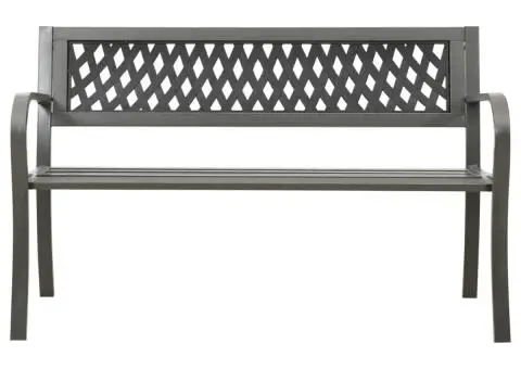 Bancă de grădină, gri, 125 cm, oțel - 2/5