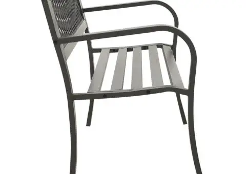 Bancă de grădină, gri, 125 cm, oțel - 3/5