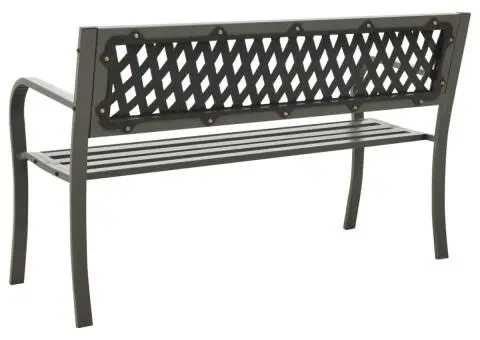 Bancă de grădină, gri, 125 cm, oțel - 4/5