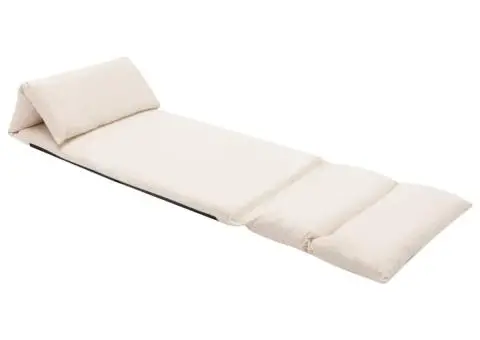 Scaun de podea pliabil, crem, microfibră - 1/5