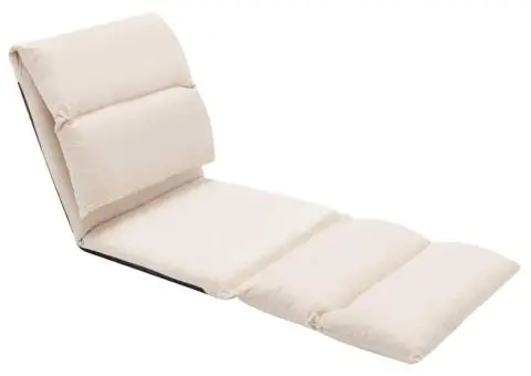 Scaun de podea pliabil, crem, microfibră - 2/5