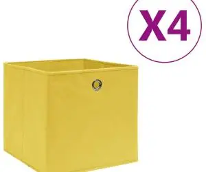 vidaXL Cutii depozitare, 4 buc., galben, 28x28x28 cm, textil nețesut