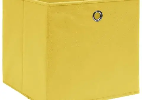 Cutii depozitare, 4 buc., galben, 28x28x28 cm, textil nețesut - 2/5