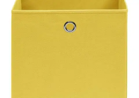 Cutii depozitare, 4 buc., galben, 28x28x28 cm, textil nețesut - 3/5