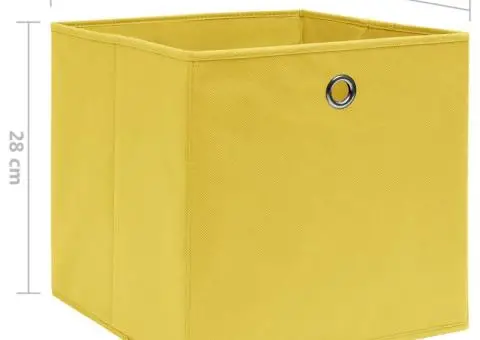 Cutii depozitare, 4 buc., galben, 28x28x28 cm, textil nețesut - 5/5