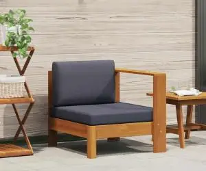 vidaXL Canapea de mijloc cu 1 cotieră, gri închis, lemn masiv acacia