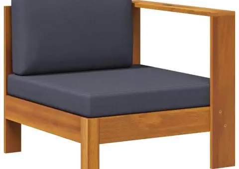 Canapea de mijloc cu 1 cotieră, gri închis, lemn masiv acacia - 2/5