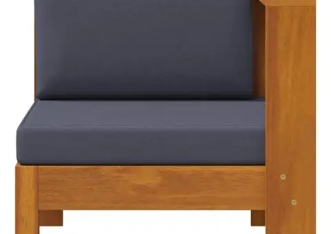 Canapea de mijloc cu 1 cotieră, gri închis, lemn masiv acacia - 3/5