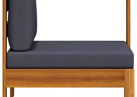 Canapea de mijloc cu 1 cotieră, gri închis, lemn masiv acacia - 4/5