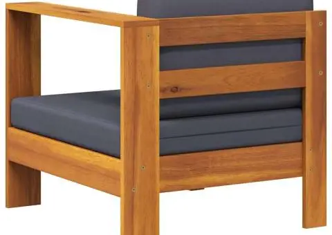 Canapea de mijloc cu 1 cotieră, gri închis, lemn masiv acacia - 5/5