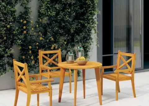 Scaune de exterior, 3 buc., lemn masiv de acacia - 1/5