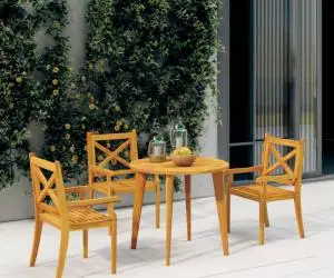 vidaXL Scaune de exterior, 3 buc., lemn masiv de acacia