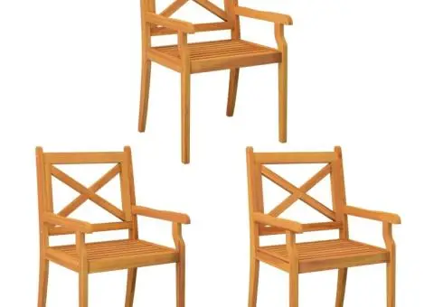 Scaune de exterior, 3 buc., lemn masiv de acacia - 2/5