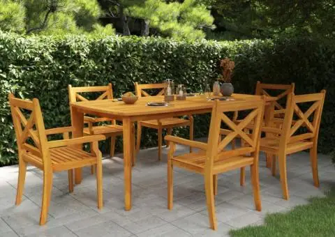 Masă de grădină, 200x100x75 cm, lemn masiv de acacia - 1/5