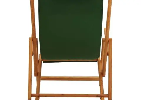 Scaun de plajă pliabil, verde, lemn masiv de eucalipt, textil - 5/5