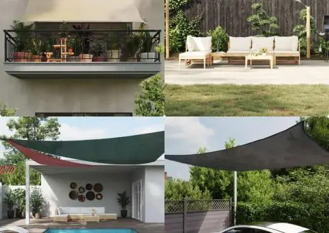 Pânză parasolar, alb, 6 x 6 m, HDPE, 160 g/m² - 1/5