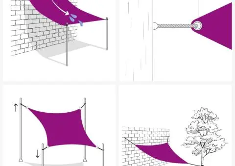 Pânză parasolar, alb, 6 x 6 m, HDPE, 160 g/m² - 4/5