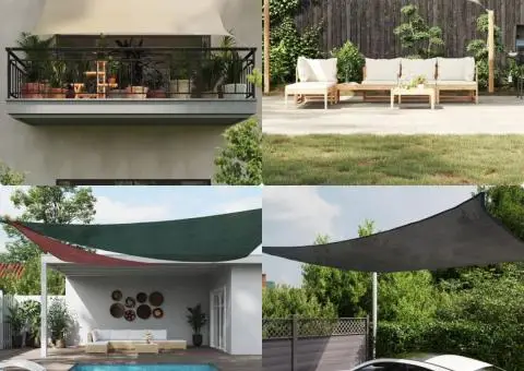 Pânză parasolar, verde deschis, 4x5x5 m, HDPE, 160 g/m² - 1/5