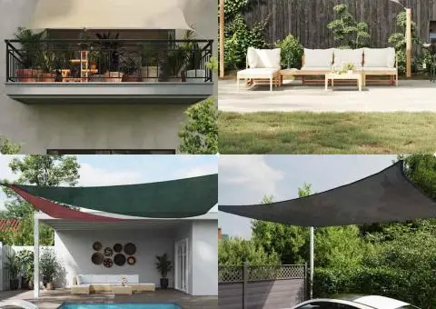 Pânză parasolar, gri taupe, 6x6 m, HDPE, 160 g/m² - 1/5