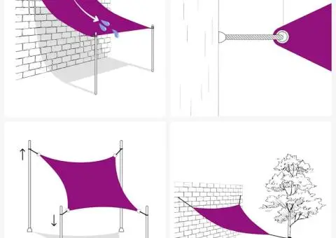 Pânză parasolar, roșu, 3x5 m, HDPE, 160 g/m² - 4/5