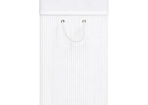 Coș de rufe din bambus cu 2 secțiuni, alb, 100 L - 5/5