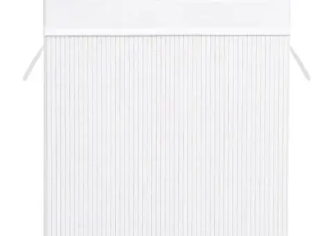 Coș de rufe din bambus cu o secțiune, alb, 83 L - 4/5