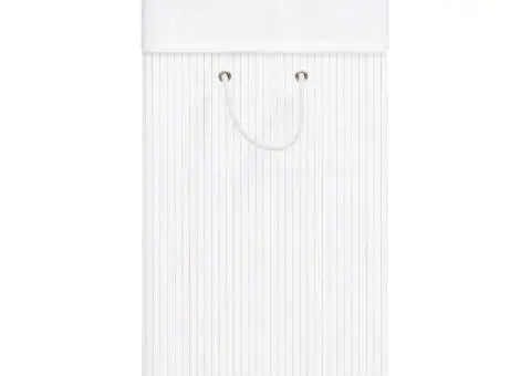 Coș de rufe din bambus cu o secțiune, alb, 83 L - 5/5