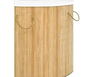 vidaXL Coș de rufe din bambus de colț, 60 L
