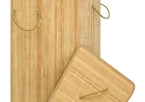 Coș de rufe din bambus de colț, 60 L - 2/5