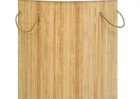 Coș de rufe din bambus de colț, 60 L - 3/5