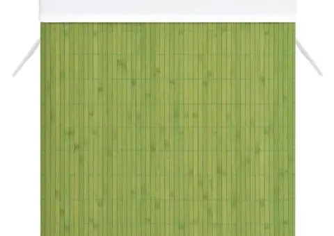 Coș de rufe din bambus cu 2 secțiuni, verde, 100 L - 3/5