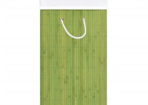 Coș de rufe din bambus cu 2 secțiuni, verde, 100 L - 5/5