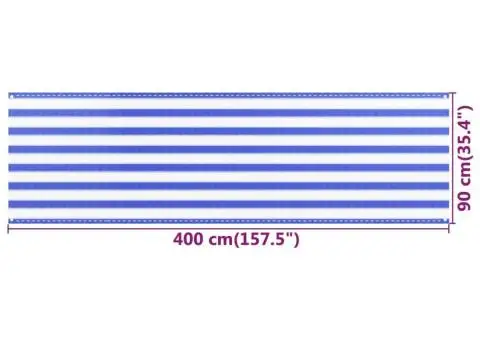 Paravan de balcon, albastru și alb, 90x400 cm, HDPE - 5/5