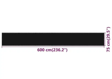Paravan de balcon, negru, 75x600 cm, HDPE - 5/5