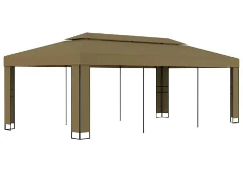 Pavilion cu acoperiș dublu, gri taupe, 3 x 6 m, 180 g/m² - 1/5