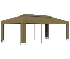 vidaXL Pavilion cu acoperiș dublu, gri taupe, 3 x 6 m, 180 g/m²