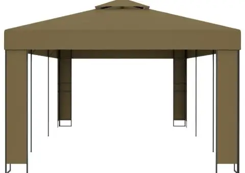 Pavilion cu acoperiș dublu, gri taupe, 3 x 6 m, 180 g/m² - 3/5