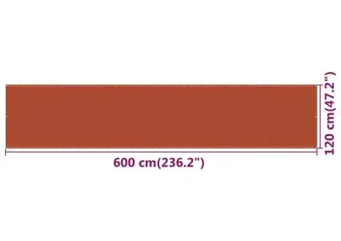 Paravan de balcon, portocaliu, 120x600 cm, HDPE - 5/5