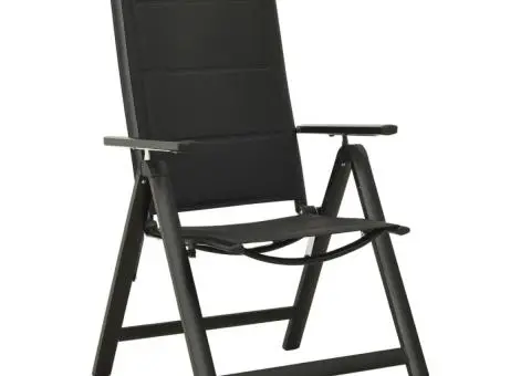 Scaune de grădină pliante, 2 buc., negru, textilenă&aluminiu - 2/5
