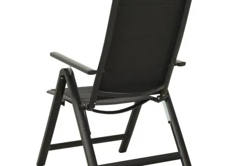Scaune de grădină pliante, 2 buc., negru, textilenă&aluminiu - 4/5