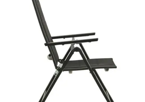 Scaune de grădină pliante, 2 buc., negru, textilenă&aluminiu - 5/5