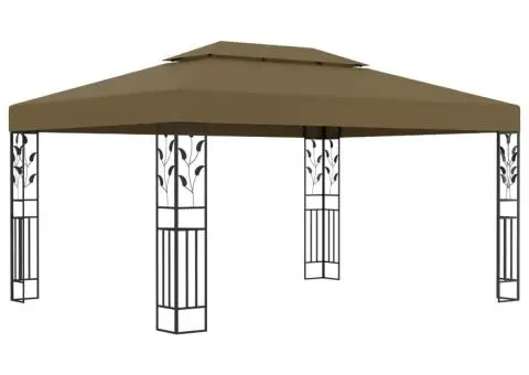 Pavilion cu acoperiș dublu, gri taupe, 3 x 4 m, 180 g/m² - 1/5
