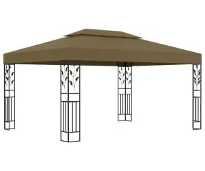 vidaXL Pavilion cu acoperiș dublu, gri taupe, 3 x 4 m, 180 g/m²