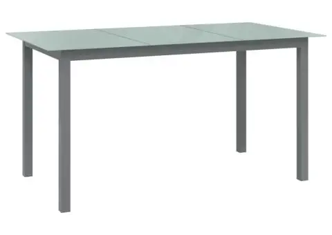 Masă de grădină, gri deschis, 150x90x74 cm, aluminiu și sticlă - 1/5