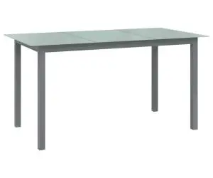 vidaXL Masă de grădină, gri deschis, 150x90x74 cm, aluminiu și sticlă