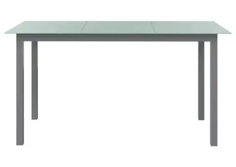 Masă de grădină, gri deschis, 150x90x74 cm, aluminiu și sticlă - 2/5