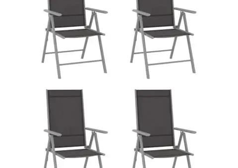 Scaune de grădină pliante, 4 buc., negru, textilenă - 1/5