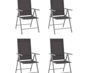 vidaXL Scaune de grădină pliante, 4 buc., negru, textilenă
