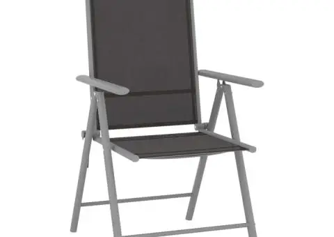 Scaune de grădină pliante, 4 buc., negru, textilenă - 2/5