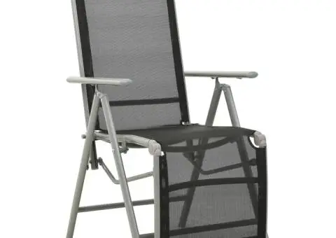 Scaun de grădină rabatabil, argintiu, aluminiu și textilenă - 1/5